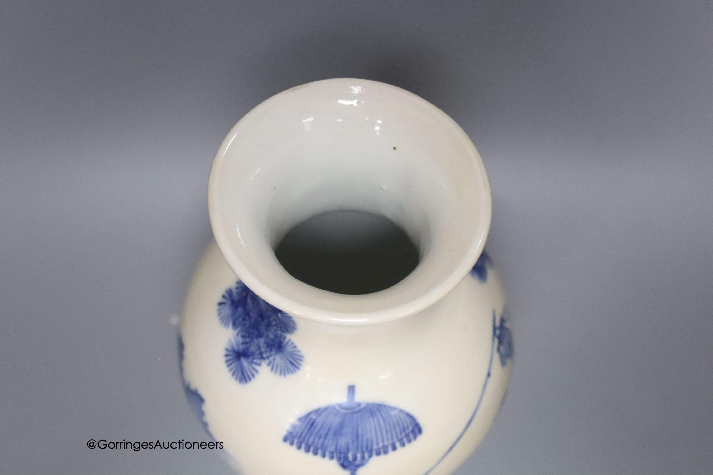 An early 20th century Chinese blue and white baluster vase, Guangxu mark, height 24cm